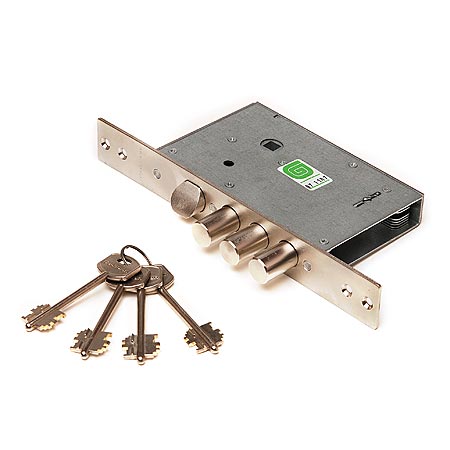 Замок врезной ГАРДИАН-3011-4кл дл.кл. (ЗК.301-02) без пласт.гол.