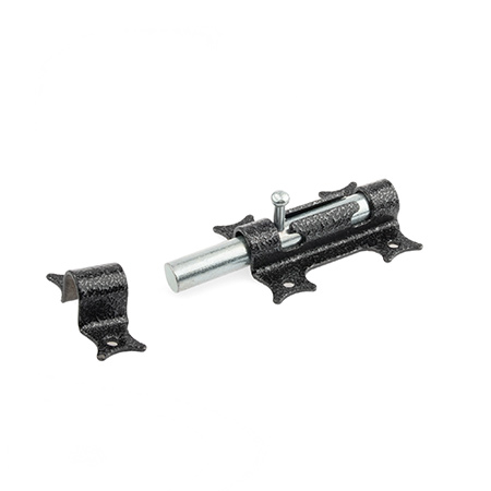 Засов нак."Делга" оригинальный с круглым ригелем (ант.серебро)