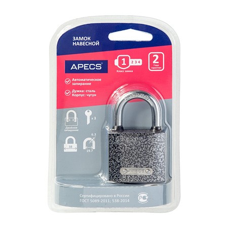 Замок навесной Apecs PD-01-38-Blister