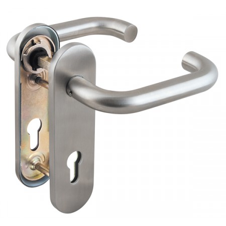 Ручка дверная DH-0433 SS с пружиной, НЕРЖАВЕЙКА, квадрат 9x140 мм