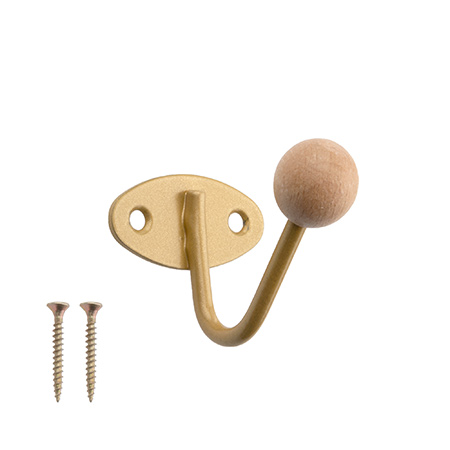 Крючок-вешалка с дерев шариком КВД-1 (зол.металл)