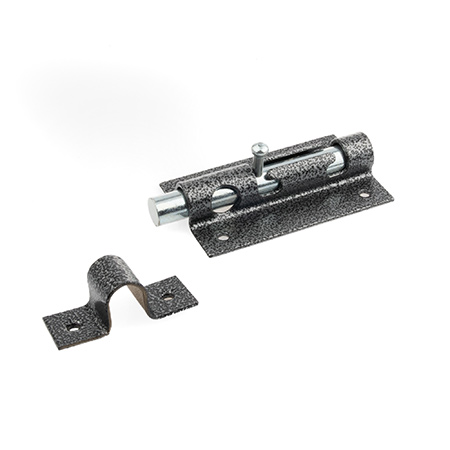 Засов нак. "Делга" под замок с круглым ригелем (ант.серебро)