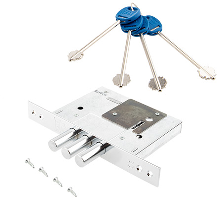 Замок врезной сувальдный KALE KILIT 257L-BS60-CP-L4KEY-(w/o SP, w/o Ros)-PB (75ММ) 257L0000040