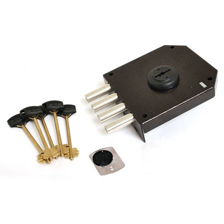 Замок накл. Базальт 1.05.51 МА  никель, сувальдный, стержни 4шт Ф14мм, медный антик