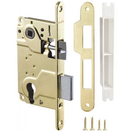 LH 25-50 GP BOX Замок межкомнатный под цилиндр. механизм 1ригель+защёлка (золото) с отв. планкой