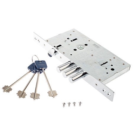 Замок врезной сувальдный Avers T-52/S8-CR (w/o BP, w/o DP, 4 keys, shank 75mm)