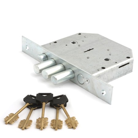 Замок врез. RеХ. 3.9 (аналог 1.06.41) сувальдный, 3 стержня ф18мм, задвижка, защёлка, правосторон.