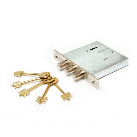 Замок врез. Кремень 1.04.03  никель, сувальдный стержни 3 шт. диаметр 16мм