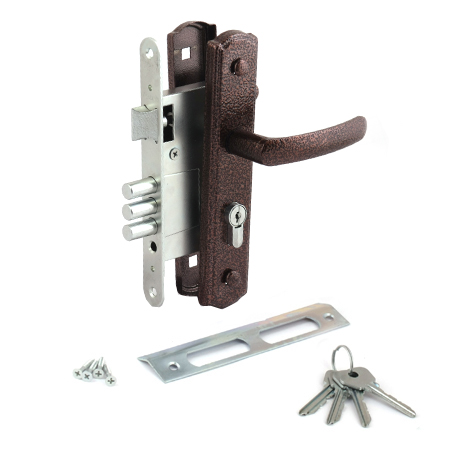 Замок врезной Avers ЗВ4-1-8 (медь) с подпружиненными ручками