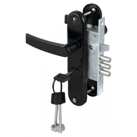 Замок врезной ЗВ9-6/13 с ручкой, 3 риг., черный муар /77305/