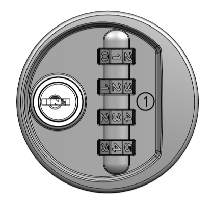 Замок в открытом позиции. Цифры в вертикальном положении AI. Замок находится в состоянии нового кодирования. Набирайте свой код ввертикальном положении. Код автоматический шифруется при закрытии.png