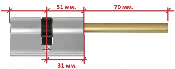 Механизм цилиндровый Assa-Abloy MAUER Elit2 10 пинов 31-31 шток под вертушку 70мм, 8мм, шток со стороны 31 или 21 мм. Ключей 5 шт. Доп. Опция: строительный ключ