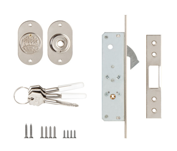 Замок врезной KALE 201F (20 mm) Под один ключ крестообразный узкопрофильный