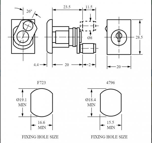 Замок 4796 Euro-Locks системы центральной блокировки замка