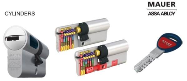 Цилиндровый механизм секретности для замка с повышенной степени надежности MAUER Assa-Abloy NW4 KC ключ/верт. 36x36 никел/латунь, 5 ключей