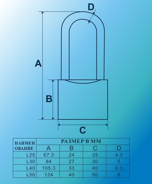 Навесной замок ERREBI 25L