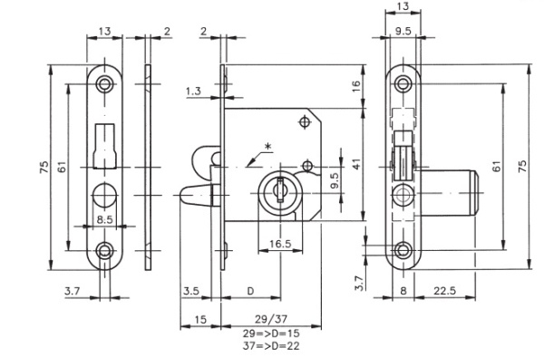 Замок врезной HEKNA hafele