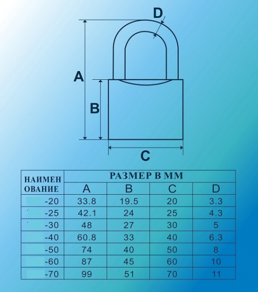 Навесной замок ERREBI 70